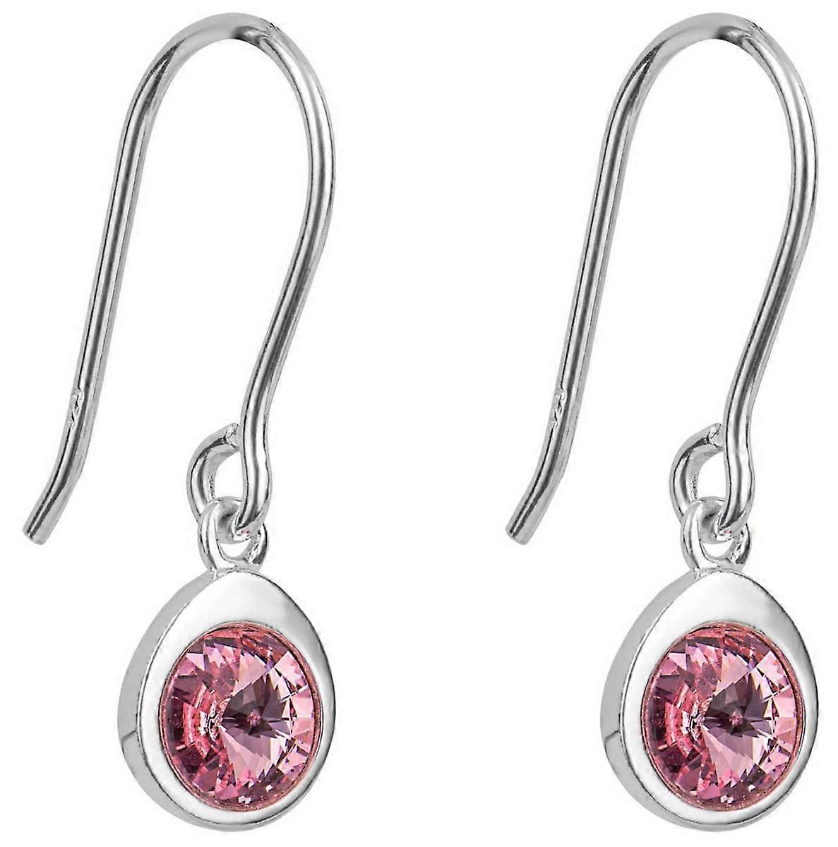 Beginnings Crystal Drop Earrings - Silver/Light Rose Pink