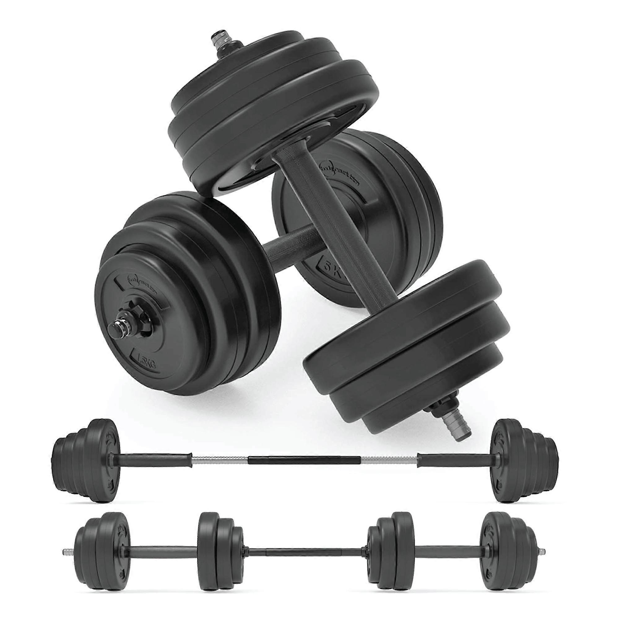 Adjustable Dumbbell Set with 2-in-1 Barbell Link, Soft-Touch Vinyl Coating, 1-inch/25mm Plates for