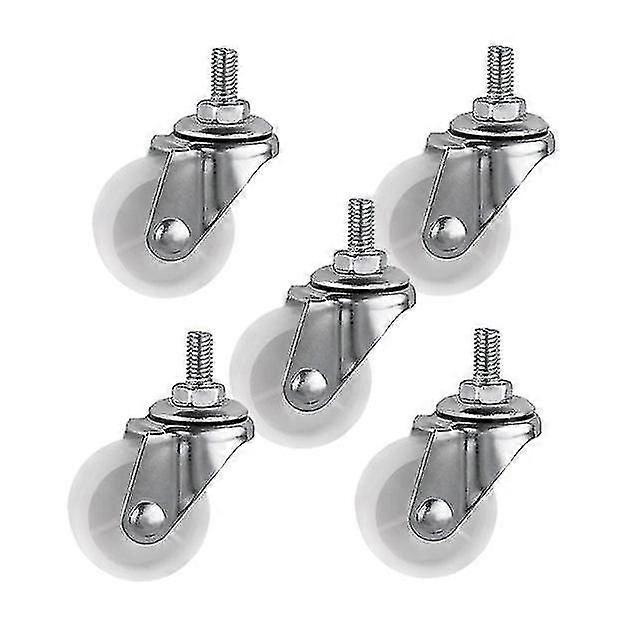 5 Pcs/lot Casters 1.5 Inch White Pp Screw Universal M6 Thread Roller Diameter 4cm Display Frame Wheel