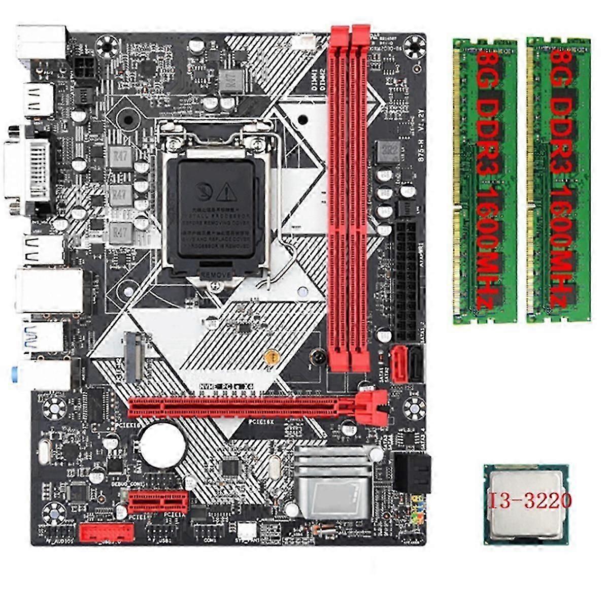 B75-h Płyta główna do komputerów stacjonarnych + procesor i3-3220 + 2x8g Ddr3 1600 mhz Ram Lga 1155 USB 3.0 Sata 3.0 Komputer Mo