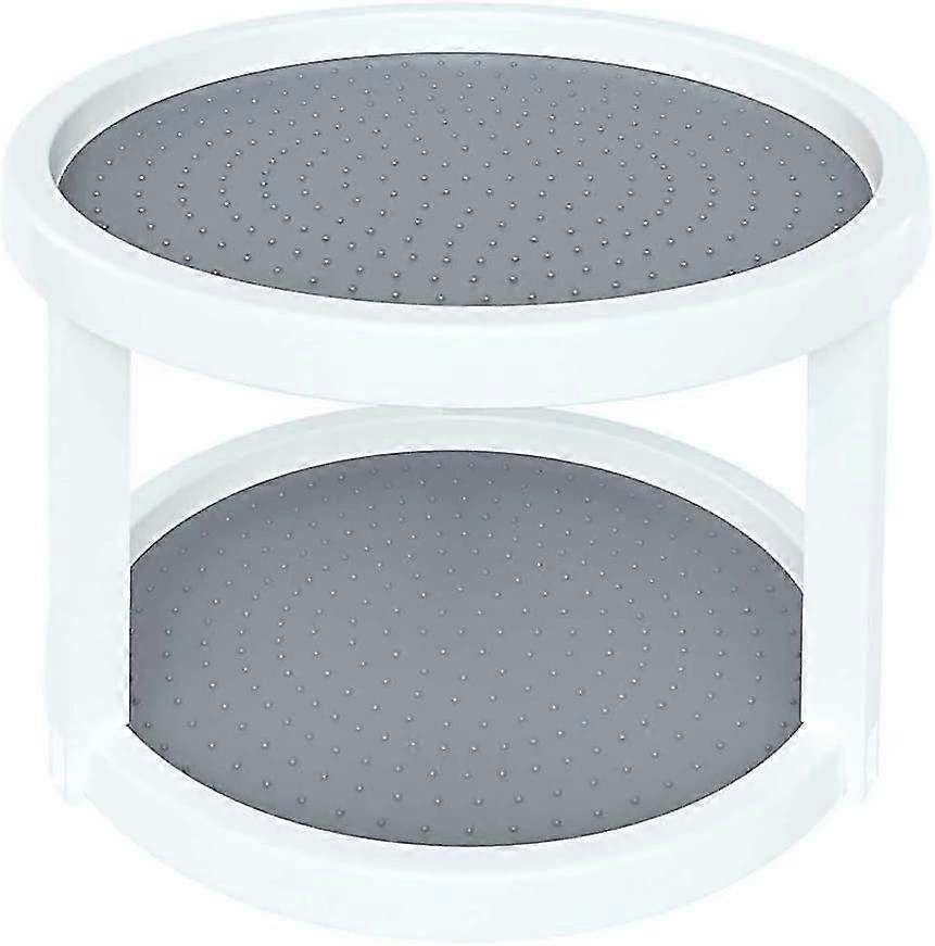 Lazy Susan Turntable Organizer, 2 Tier Non-skid 10 Inch Spice Ra Organizer For Cabinet, 360 Degree Rotating Storage Cabinet For Countertop,2902
