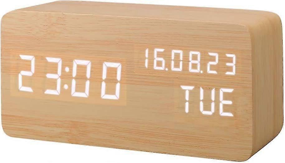 Artificial Wood Led Alarm Clock, Voice Activated Digital Clock