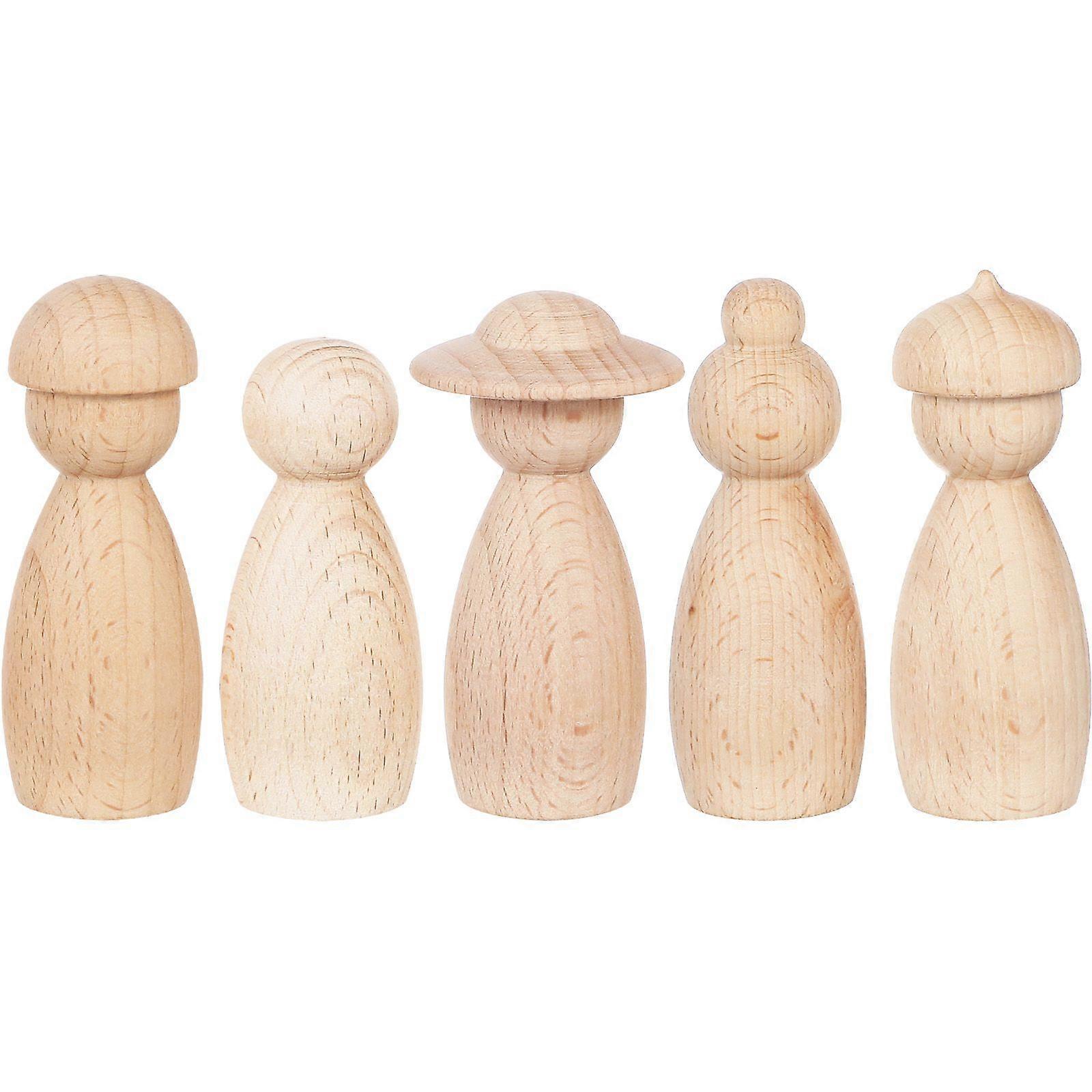 5pcs DIYシミュレート人形装飾品木製人形の装飾落書き人形