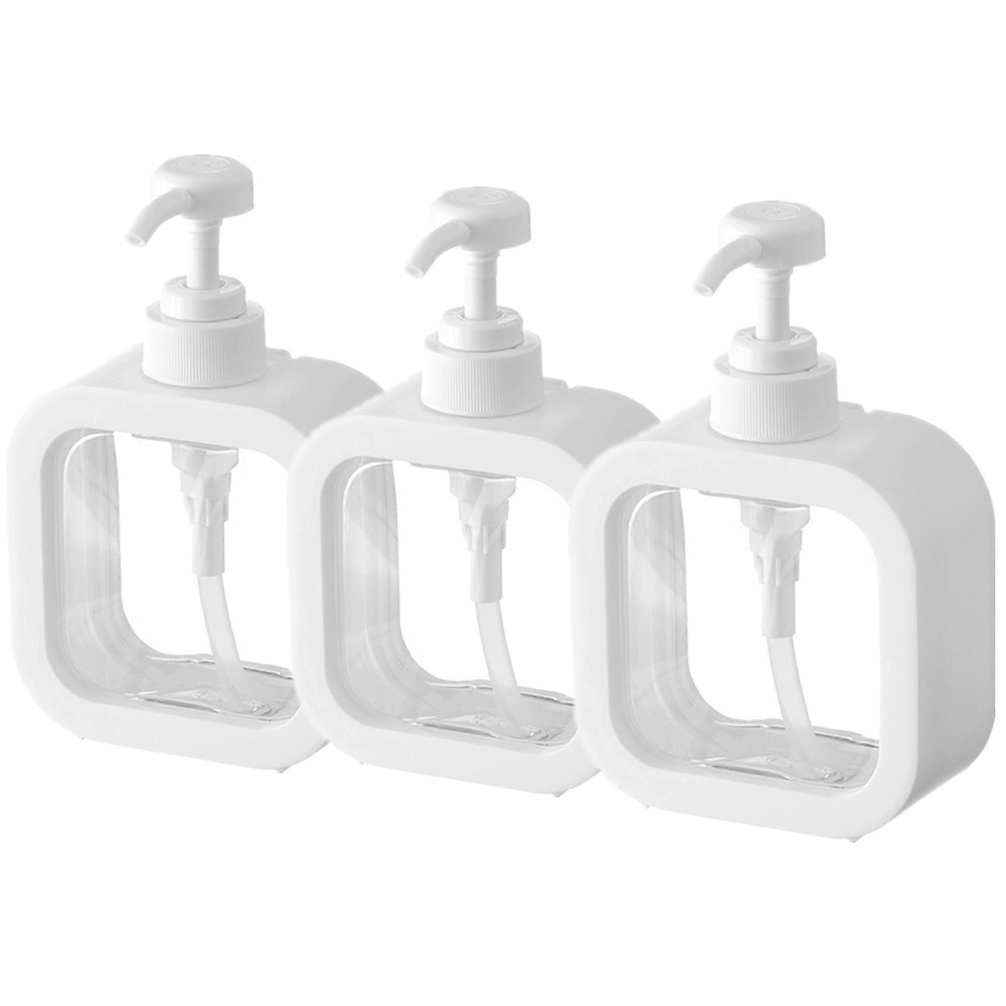 16.9oz Transparent Soap Dispenser Pump Set for Bathroom - 3pcs Lotion and Shampoo Containers in Durable Plastic