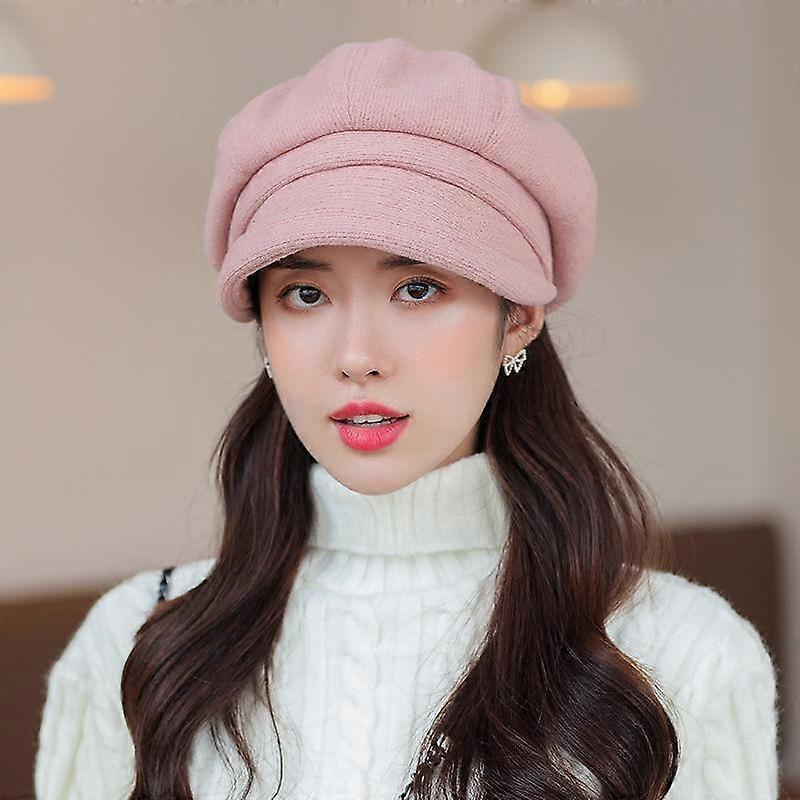 Thickened Woolen Octagonal Hat Spring and Autumn Solid Color All-match Retro Beret Hat