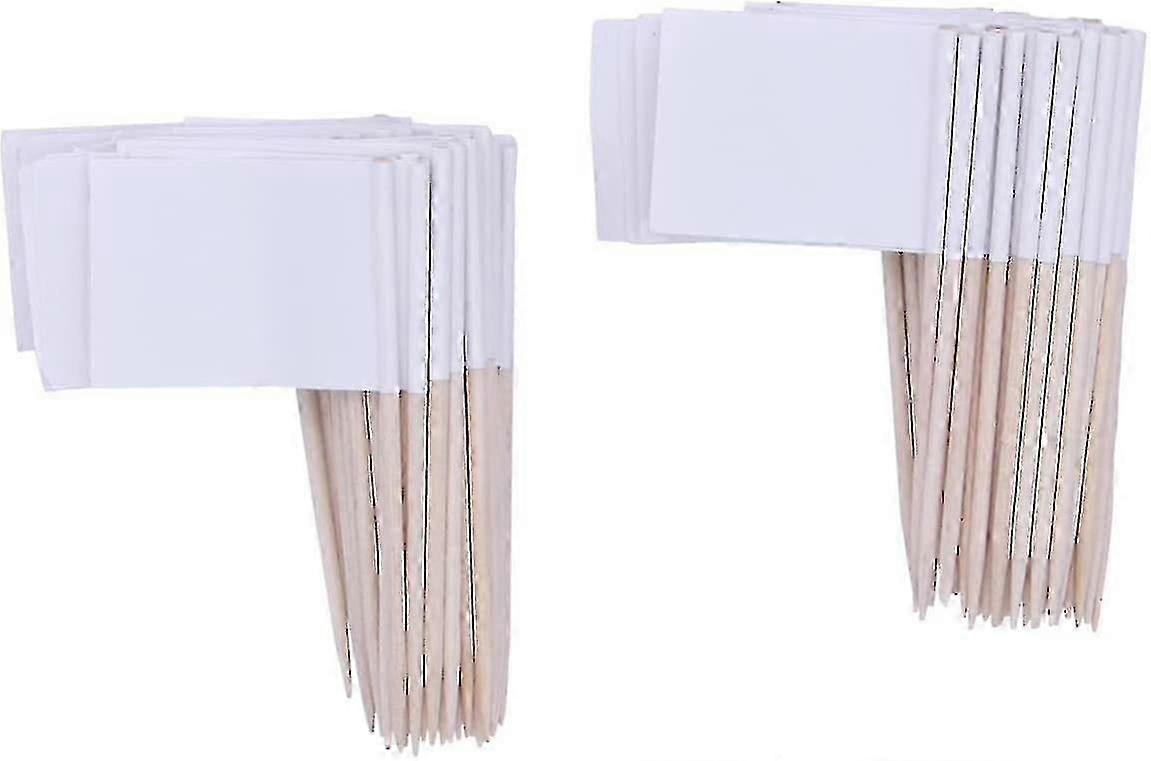Blank Toothpick Flags Flags White Flags Labeling Marking Decoration Cocktail Sticks Pulls Dinner (100Pcs)