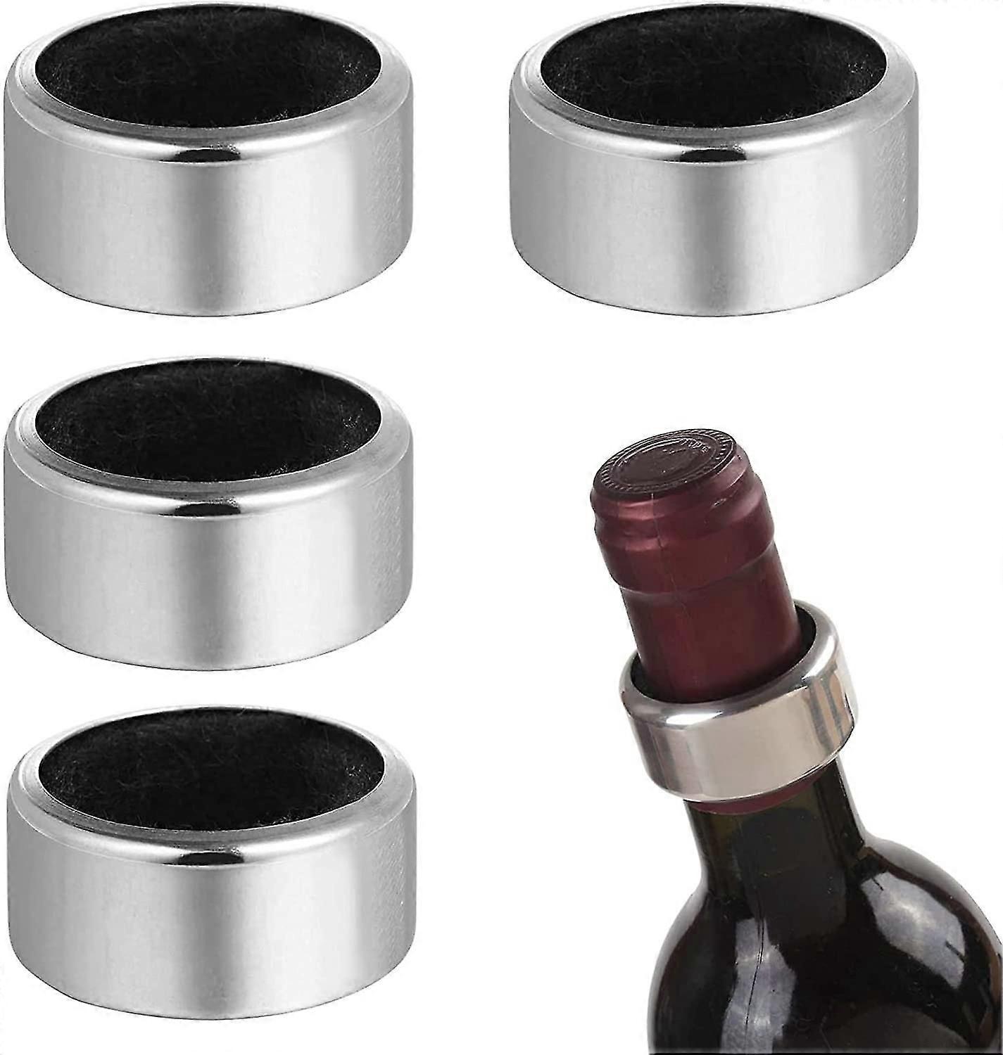 4 pezzi di bottiglia di vino rosso pour rings, collare antigoccia in acciaio inossidabile resistente e sicuro