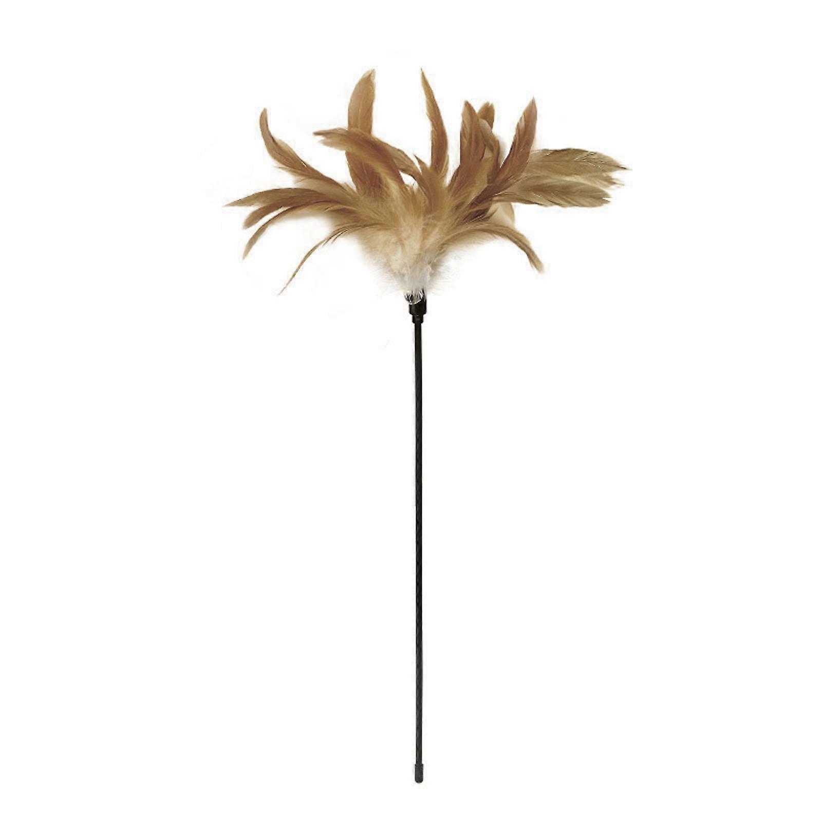 Cat Toy Feather Wand Kitten Cat Teaser Feather Catkins Tassel Interactive Stick Toy Wire Chasing Wand Toy Color Matching Yellow