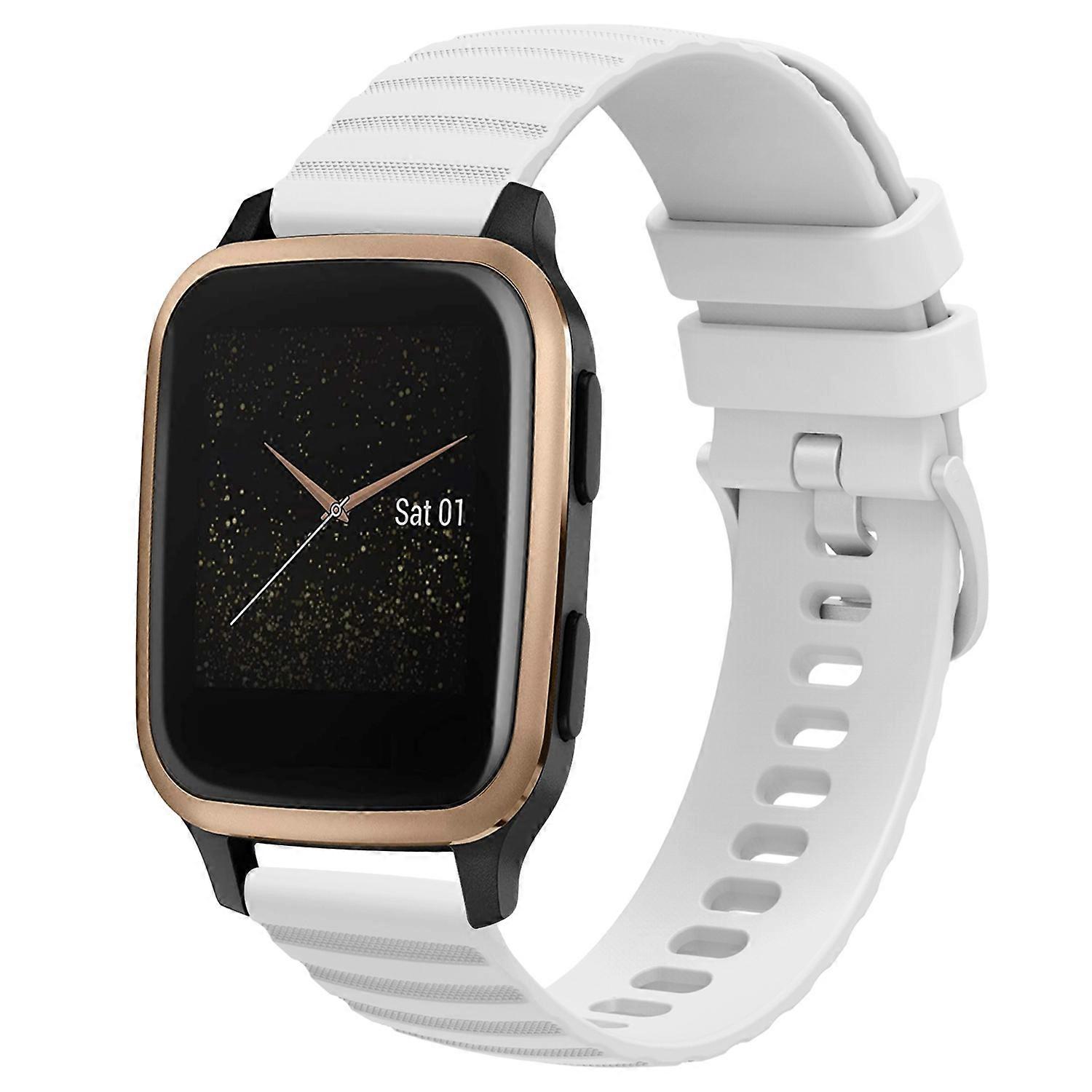 For Garmin Venu SQ 20mm Wavy Dot Pattern Solid Color Silicone Watch Band