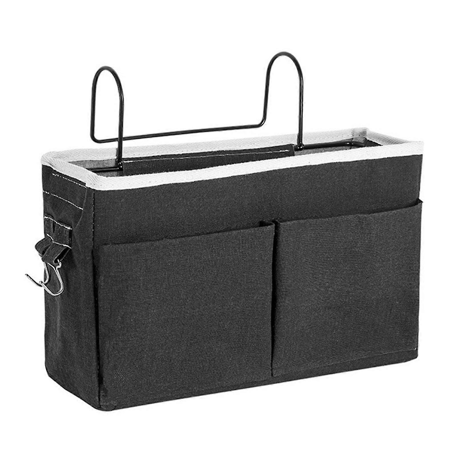 Bedside Caddy with Side Mesh Pocket Hanging Storage Organizer for Bunk College Dorm Bed Canvas Pouch
