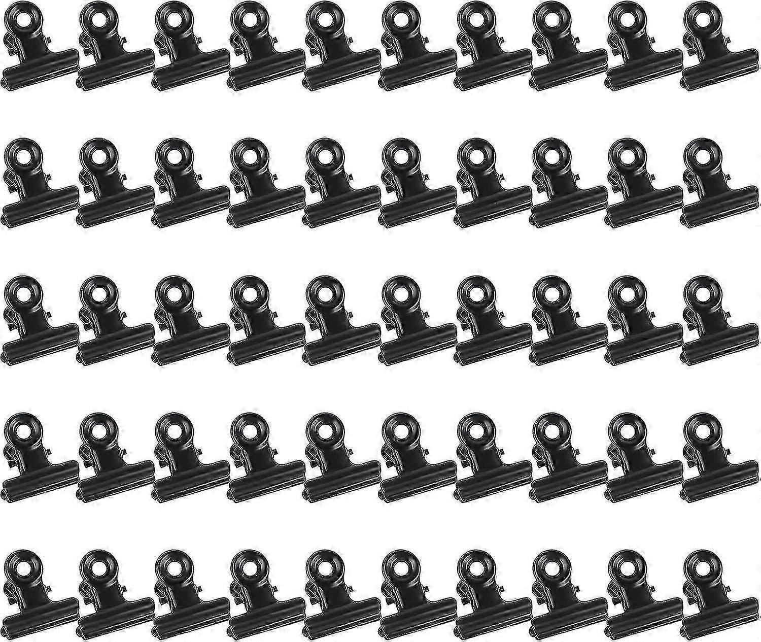 50ピースメタルヒンジクリップ、強力なスプリング付きブラックブルドッグクリップ 22mmメタルレタークリップファイルフードバッグ写真用小さなペーパークリップクランプ