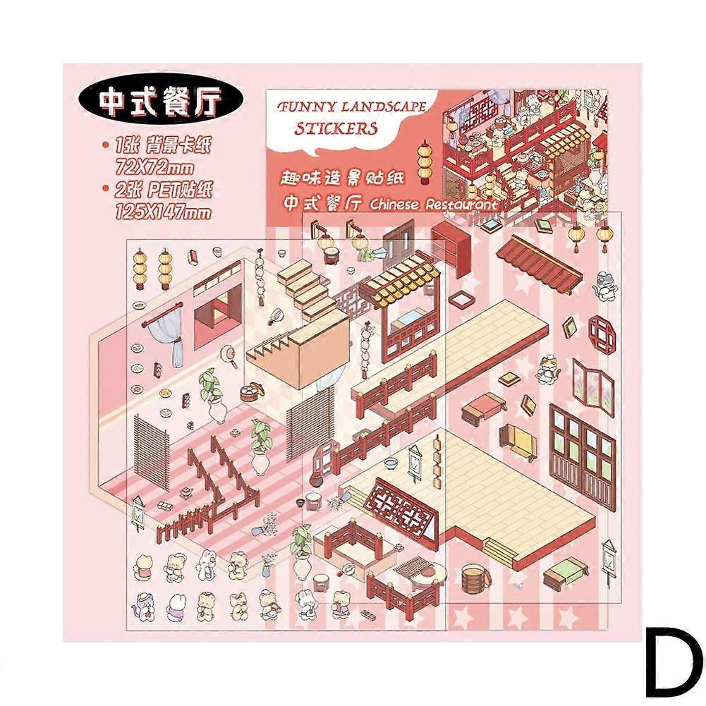 Miniature Scène 3D Aménagement Paysager Autocollants Miniature Scène Autocollant DIY Cabine Set