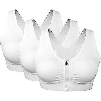 Set van 3 sportbeha's voor dames met rits zonder beugel Comfortabele postbeha met verwijderbare pads - superb XL wit