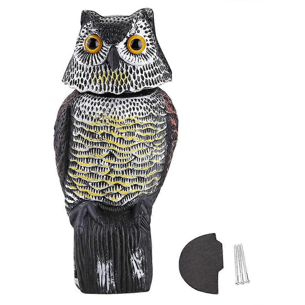 Rotating Head Owl Decoy Bird Pest Deterrent Scarecrow for Garden, Weather-Resistant, Realistic Design, Silent Operation