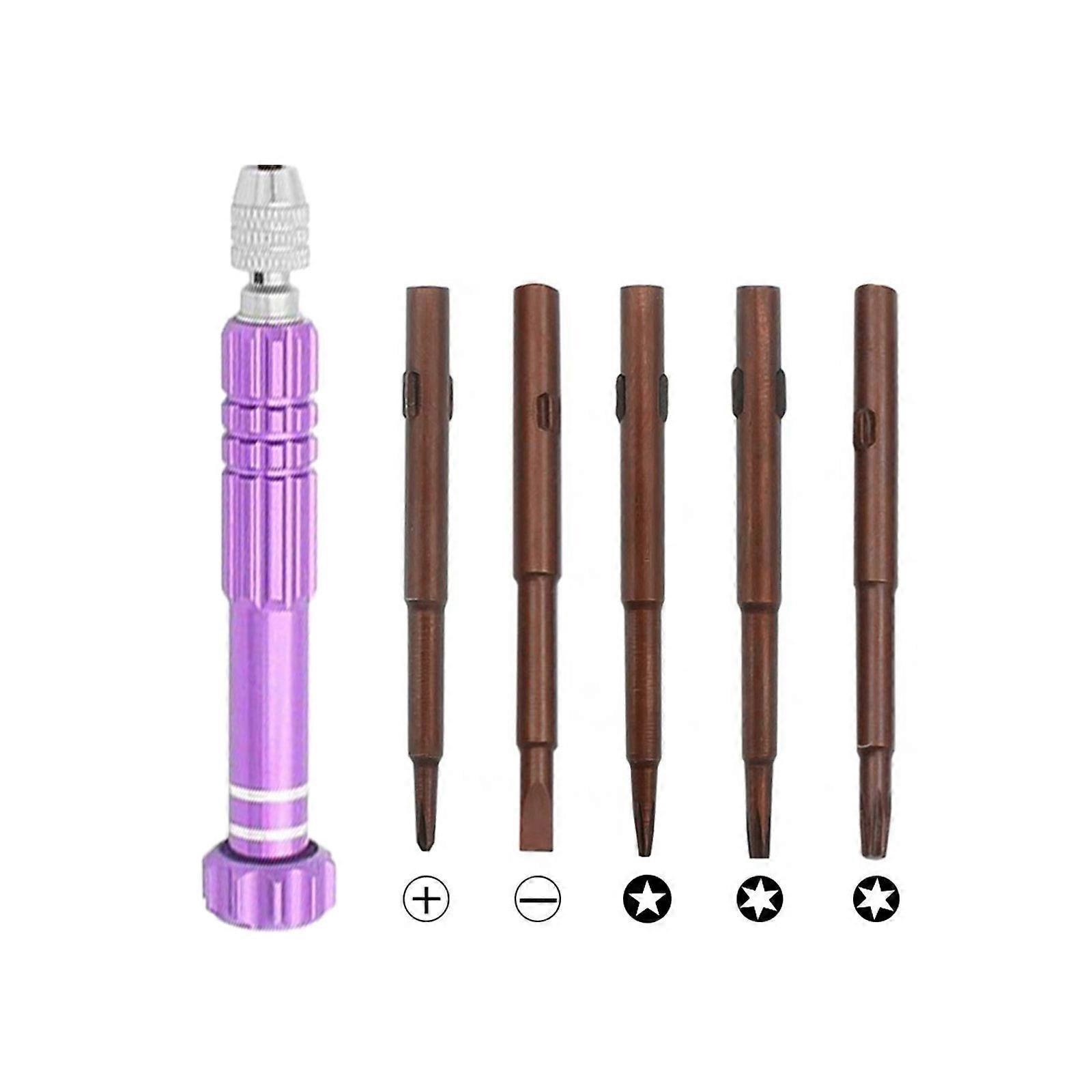 5 in 1 Screwdriver Kit Essential Precisions Tool for Small Electronics and Optical Repairs  Purple