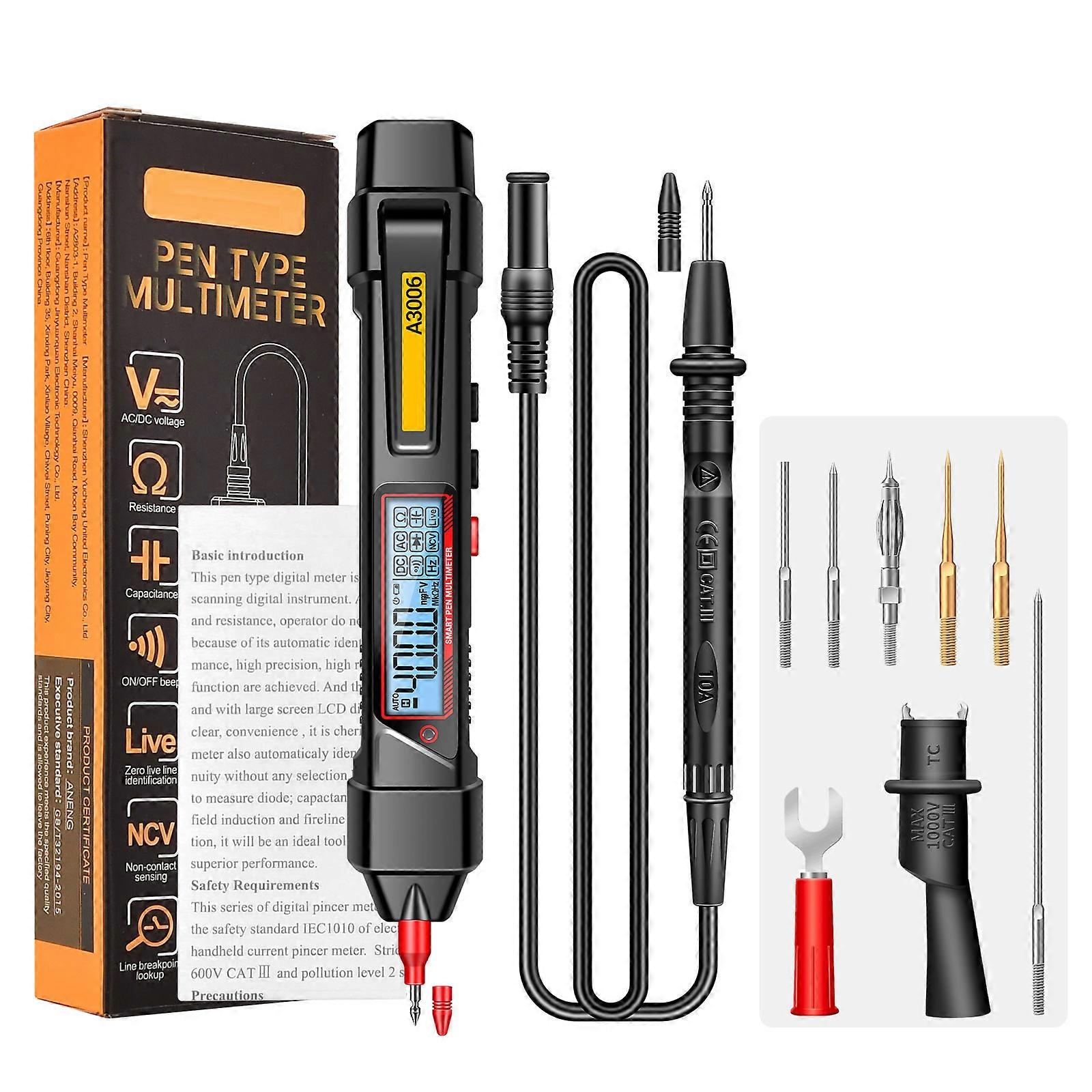 4000Counts Digital Multimeter Voltmeter Ohm VolttesterNCV Live Test; Measure Voltages, Resistance, Continuity