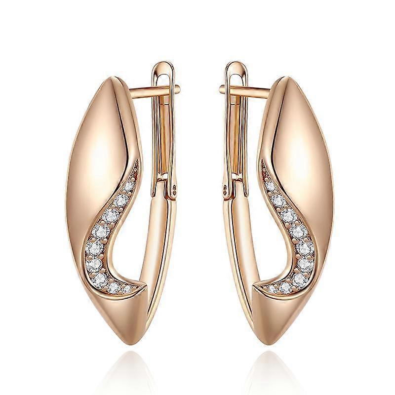 Kinel Glossy Rose Gold Drop Earrings For Women Sparking Zircon Full Paved Vintage Fine Jewelry