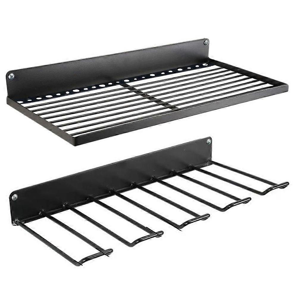 Upper+Lower Layer Wall Mount Power Tool Storage Rack for Drills Screwdrivers Space Saving Metal
