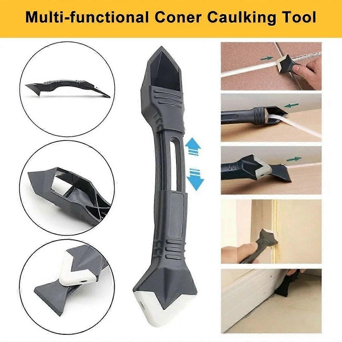 2025 New 1Pc Scraper + 5Pcs Corner Angle Caulking Polishing Pad Glass Sealant Remover ABS