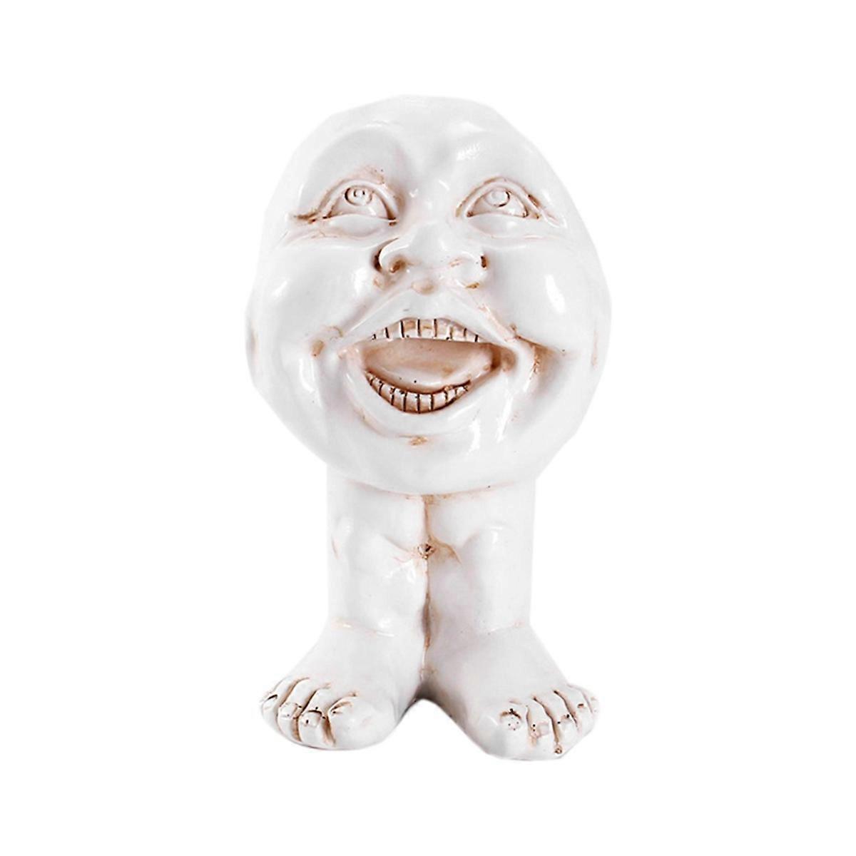 Funny Face Resin Sculpture In Flower Pot with Funny Expression E