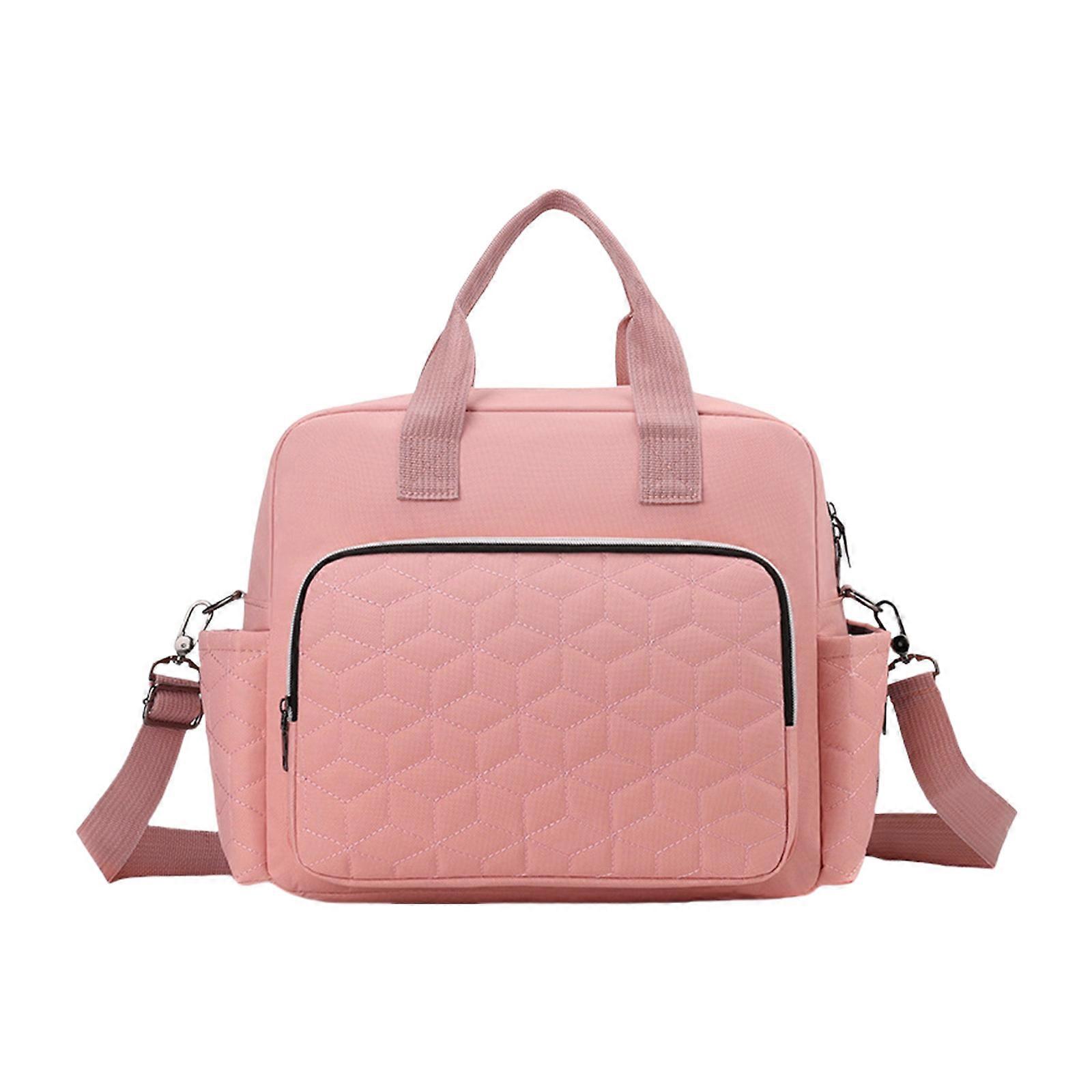 Sac à langer avec plusieurs compartiments Sac à langer pour bébé à la mode Sac de maternité nouveau-né Nylon pour des soins pratiques pour bébé Rose