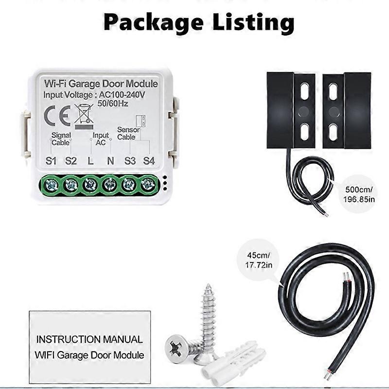 Tuya Smart WiFi Garage Door Opener Controller App Voice Remote Control Work for Home Assistant