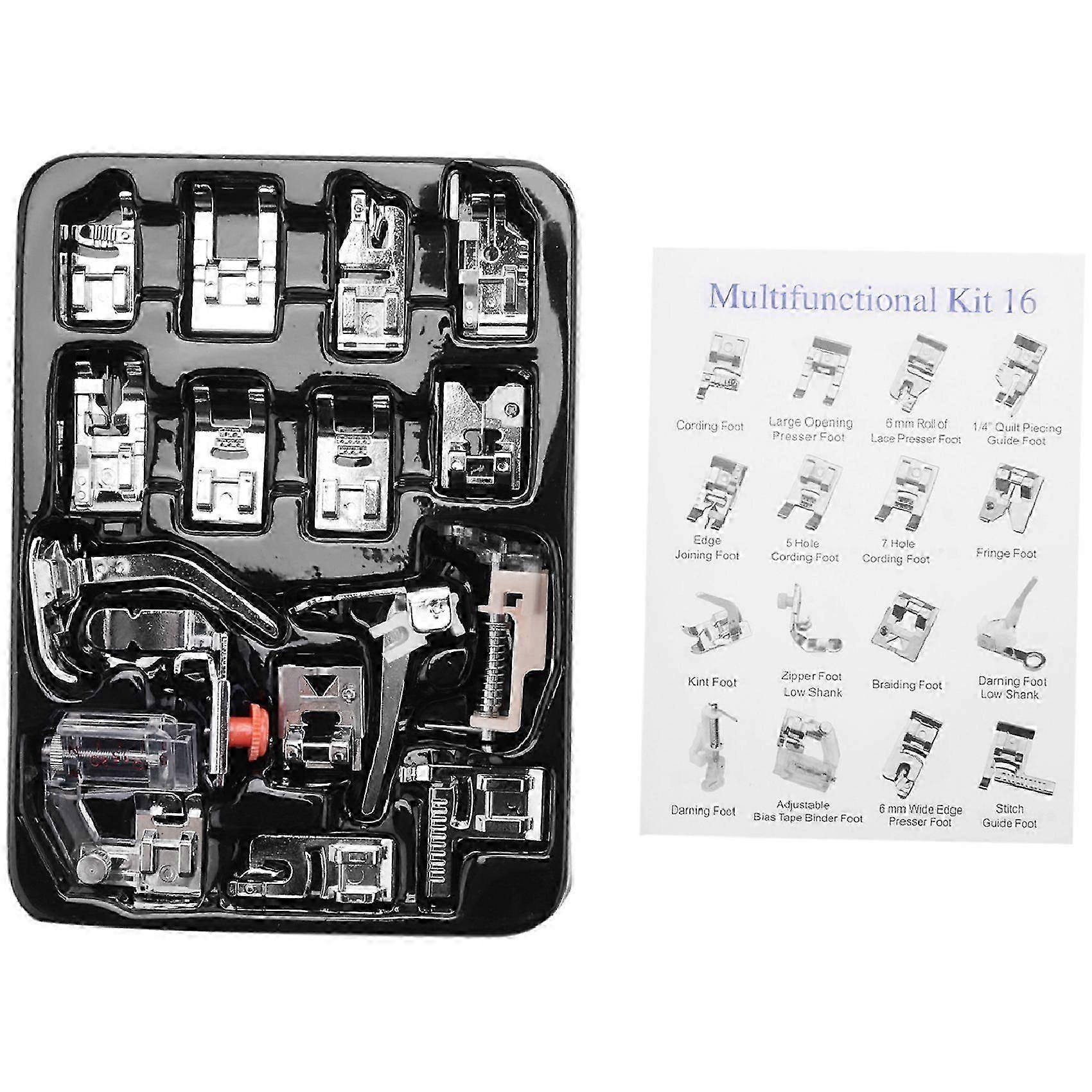 16Pcs Household Sewing Machine Presser Foot Multi-Function Sewing Accessories Common Presser Set Co