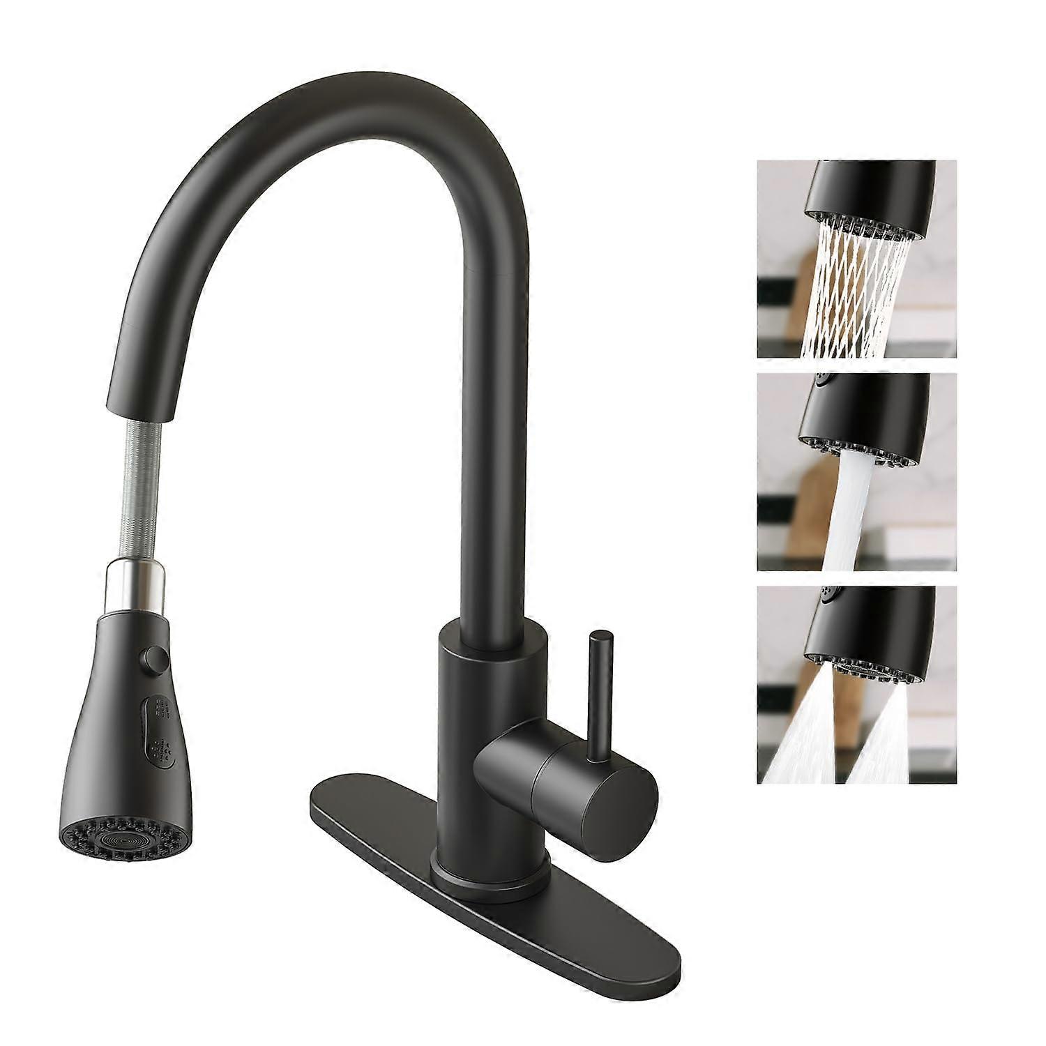 Brushed Stainless Steel Single Handle Multi-Mode Switch Kitchen Faucet