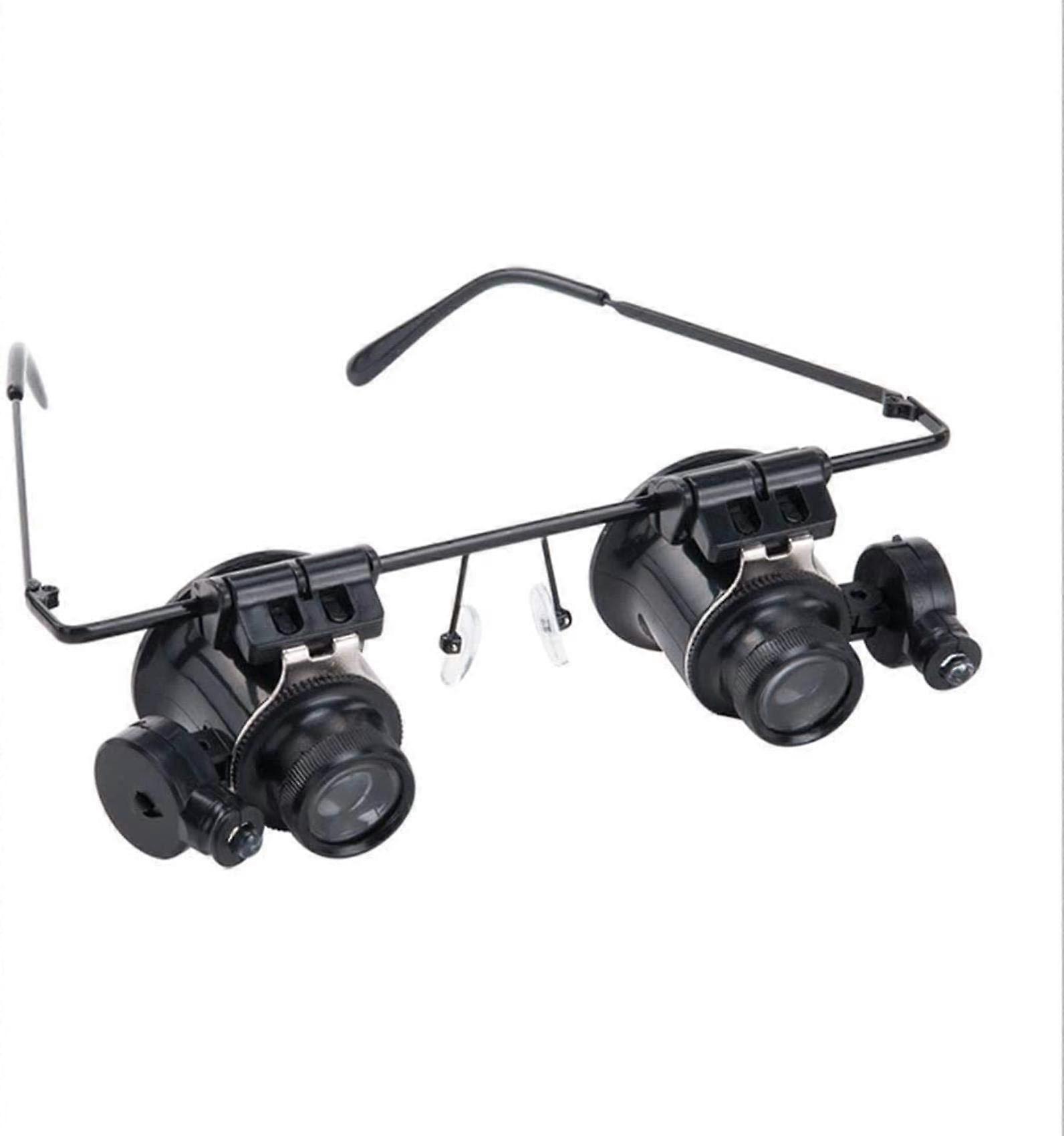Magnifying Glass,Magnifying 20 Times Y Identification with Led Lights Binocular Microscope Glasses Watch Repair Magnifier