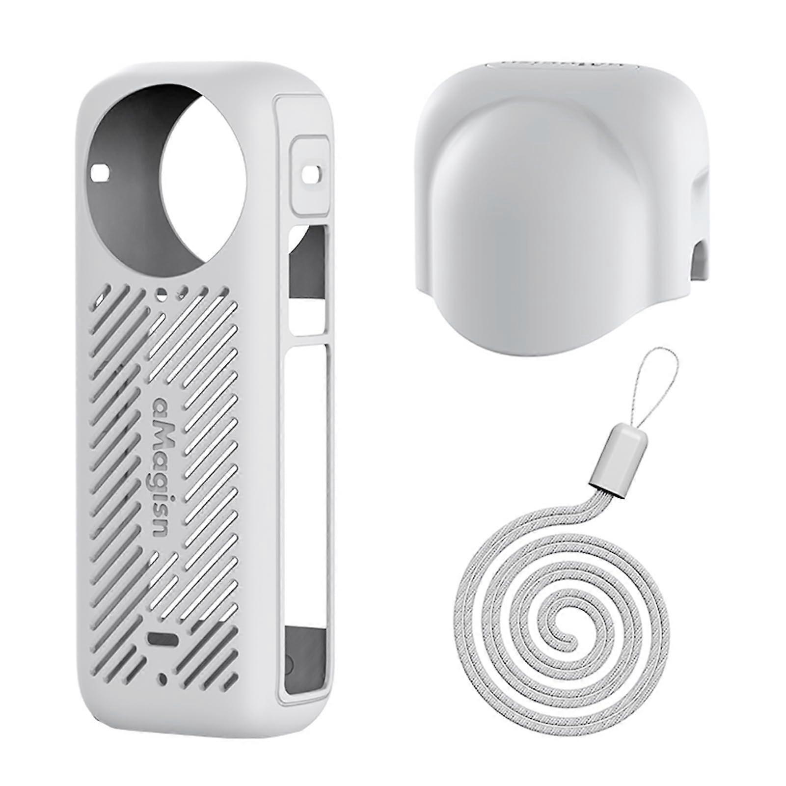 X4 Panorama Camera Protective Silicone Case Cover with Lens Cap and Wrist Strap - Shock-Proof Accessory Compatible with X4