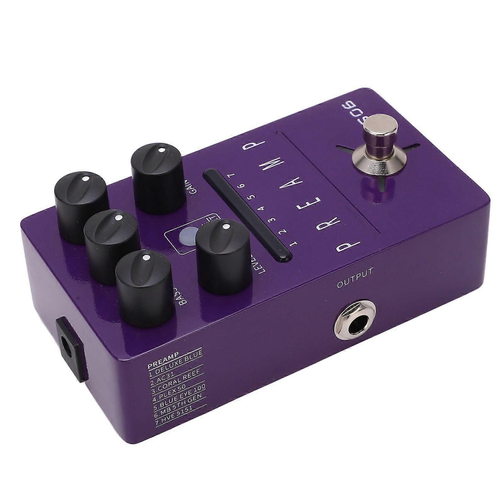 Guitar Effect Pedal Metal Purple 1/4in Interface Parameters Savable Single Effect Pedal DC 9V