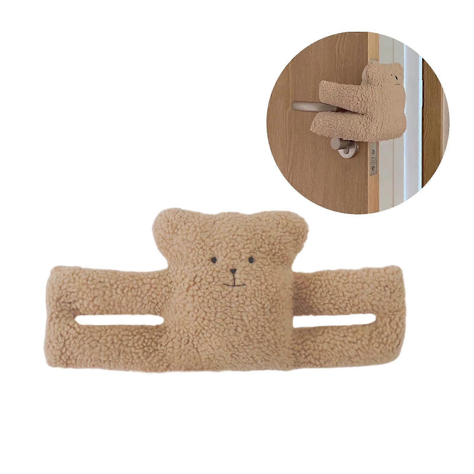 Soft Fabric Decorative Door Stopper Bear Shaped Cute Animal Design for Home Office, Heavy Duty, Child-Friendly, 10 Inches