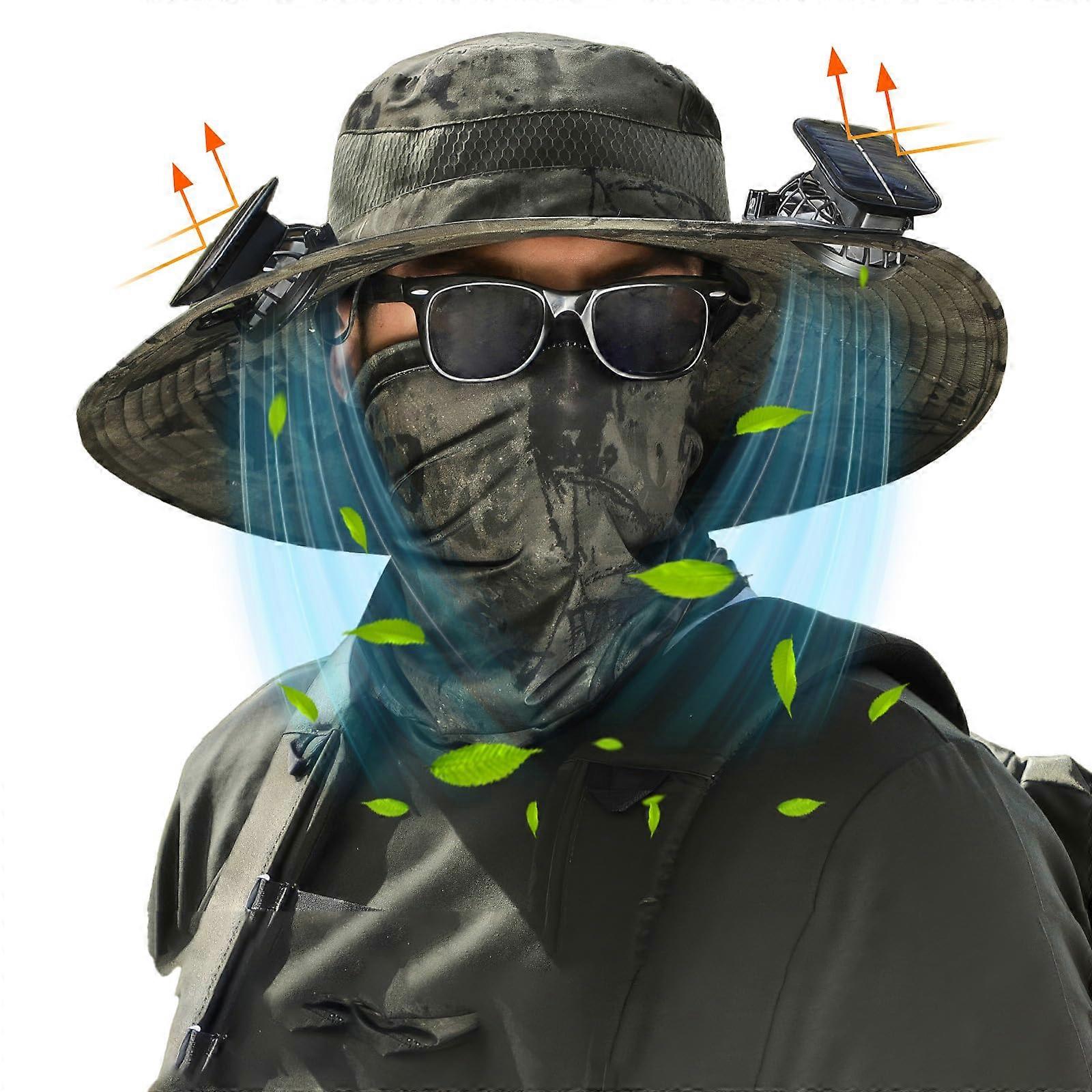 Wide-Edged Outdoor Fishing Hat with UPF 50 UV Protection, USB Fan, Summer Sun Protection, Adjustable Size