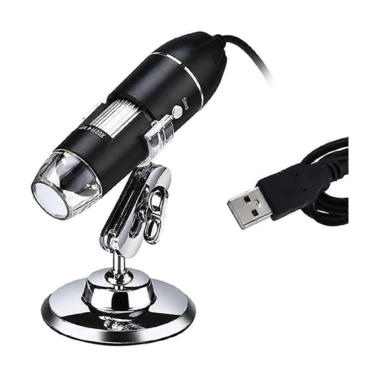 Microscope Kit Digital Microscope 500X 1600X Magnification Camera 8 LEDs Stand with Microscope Lens Adapters (Color : 1600X USB Type)