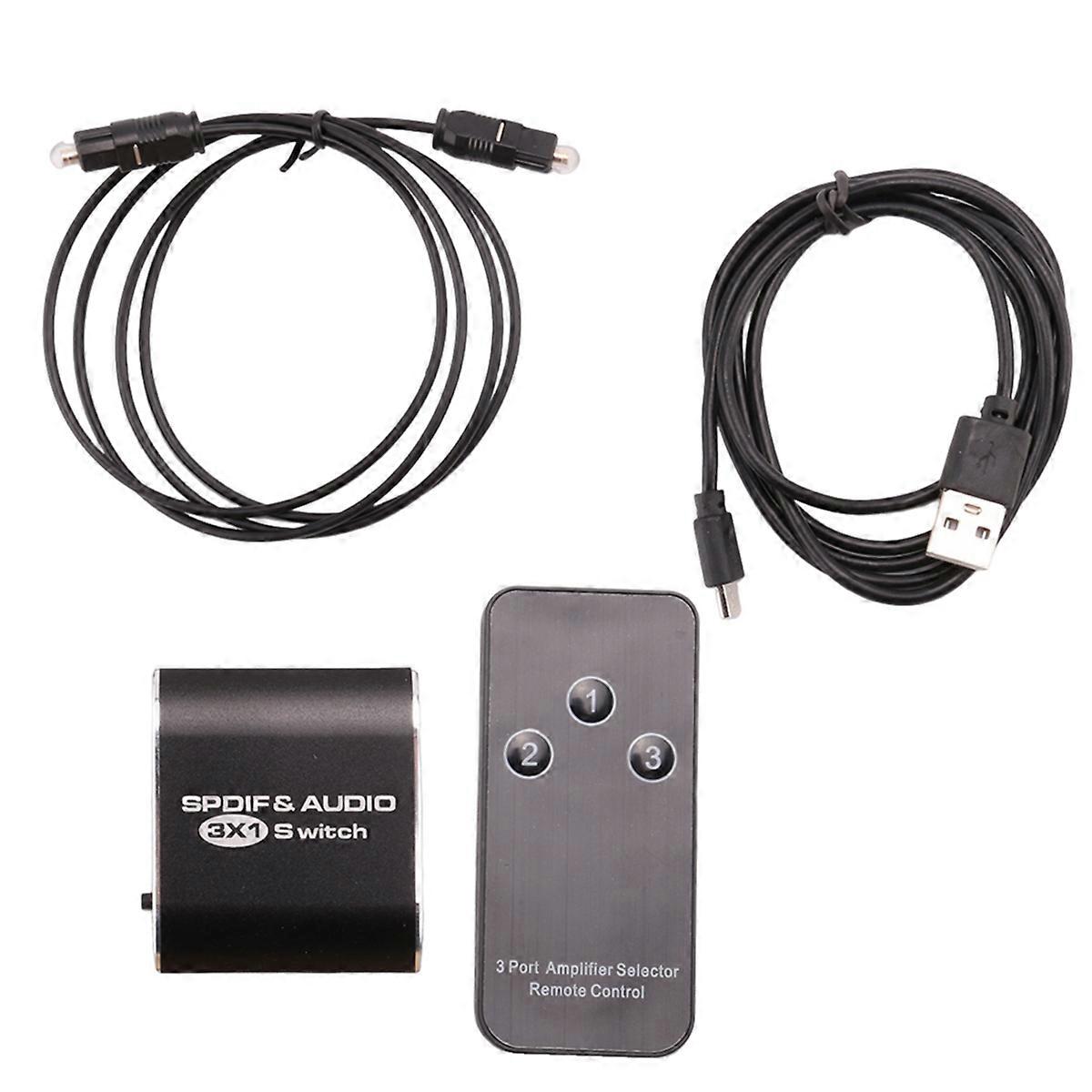Spdif & Audio Switch 3 in 1 Out Optical Splitter for Hdtv Dvd