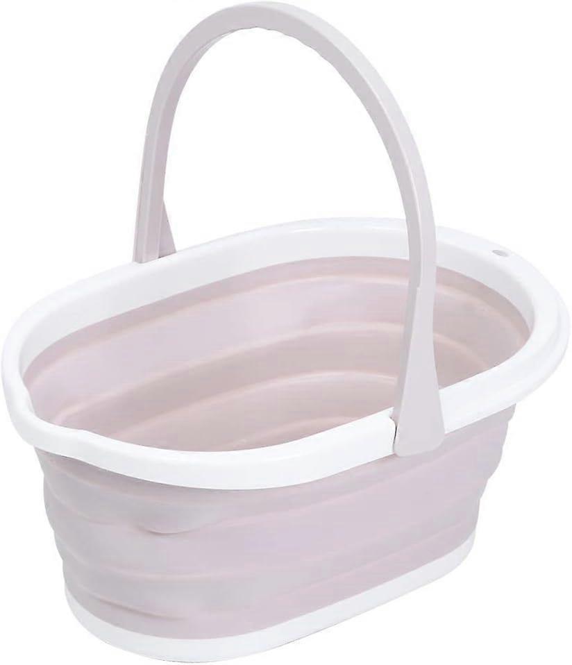 Folding Bucket, Portable Handle Bucket Reliable and Practical Light Pink PP Material Easy to Store Beautiful and Practical for Home