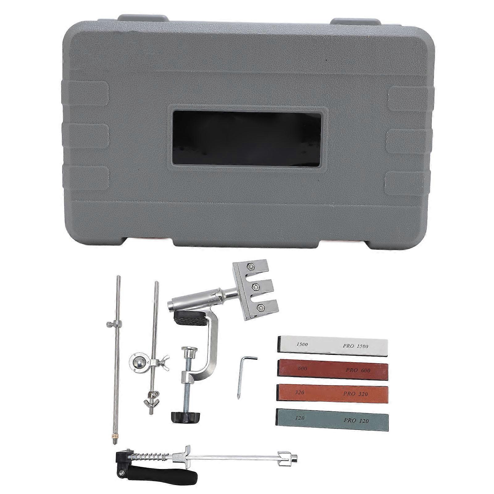 Fixed Angle Sharpener Kit 360 Degree Flip Design Adjustable Clip 4 White Corundum Grinding Stones Tool Sharpening System