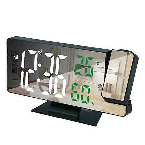 LED Digital Alarm Clock Projection Clock Temperature Humidity Display Memory Function Battery Operated Desktop Snooze Clock