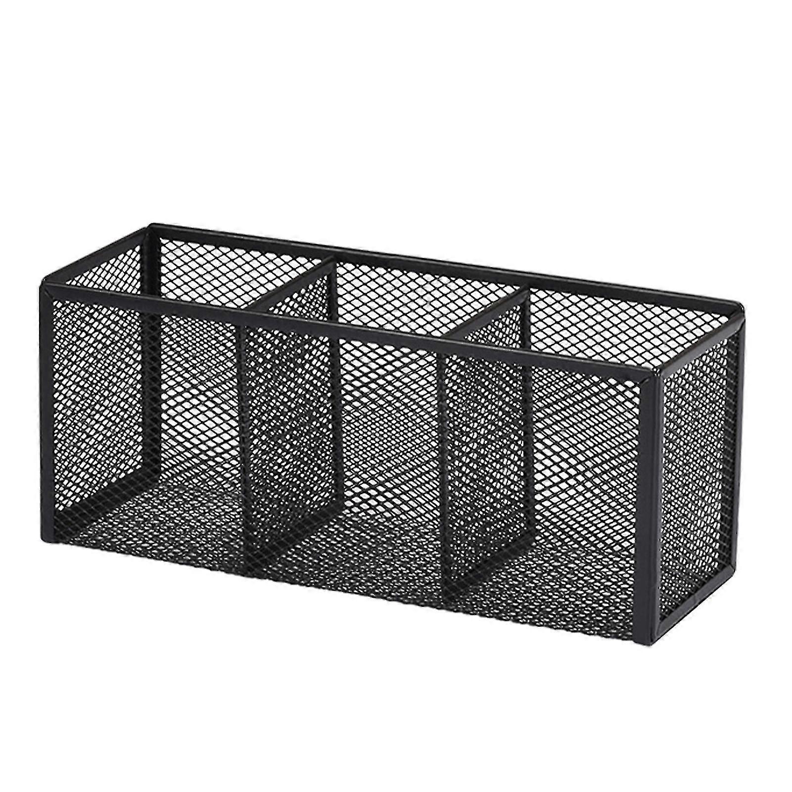 Desk Organizer Home Brushes Classroom Durable Black Mesh Pen Holder Compartments - Tidy Workspace Essential