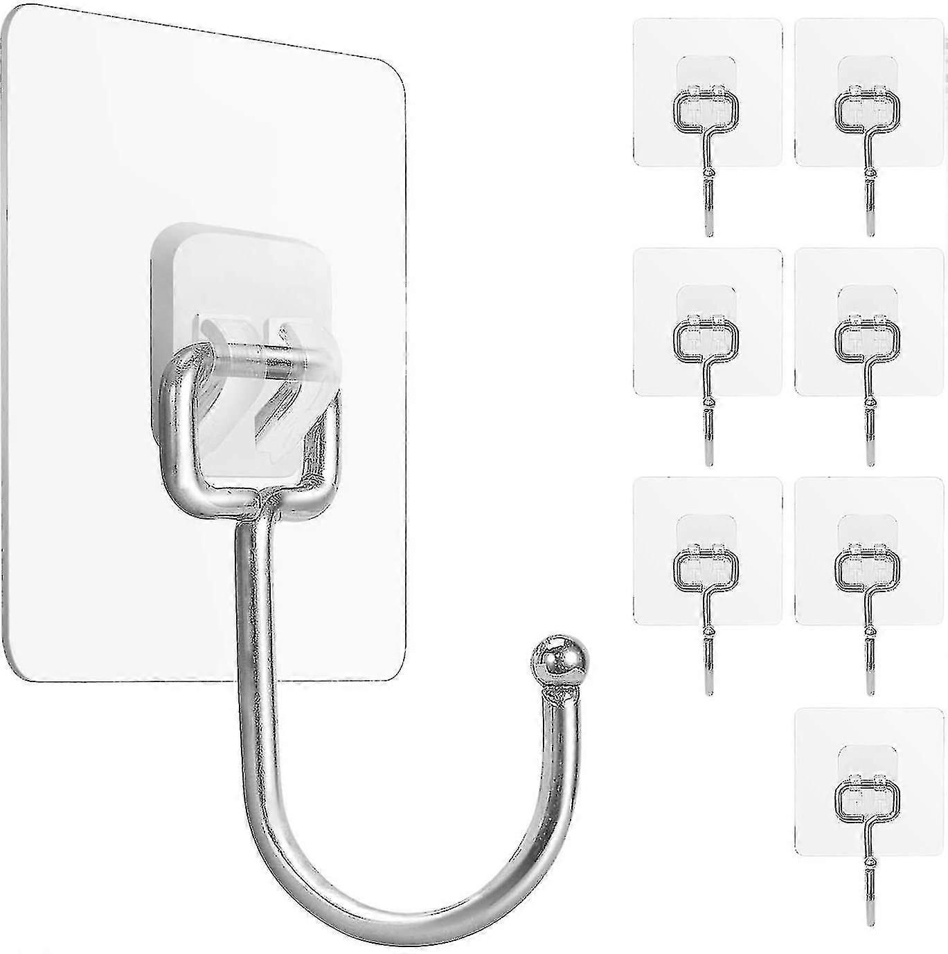 Large Adhesive Hooks 22ib(max),waterproof Rustproof Wall Hooks,8pcs