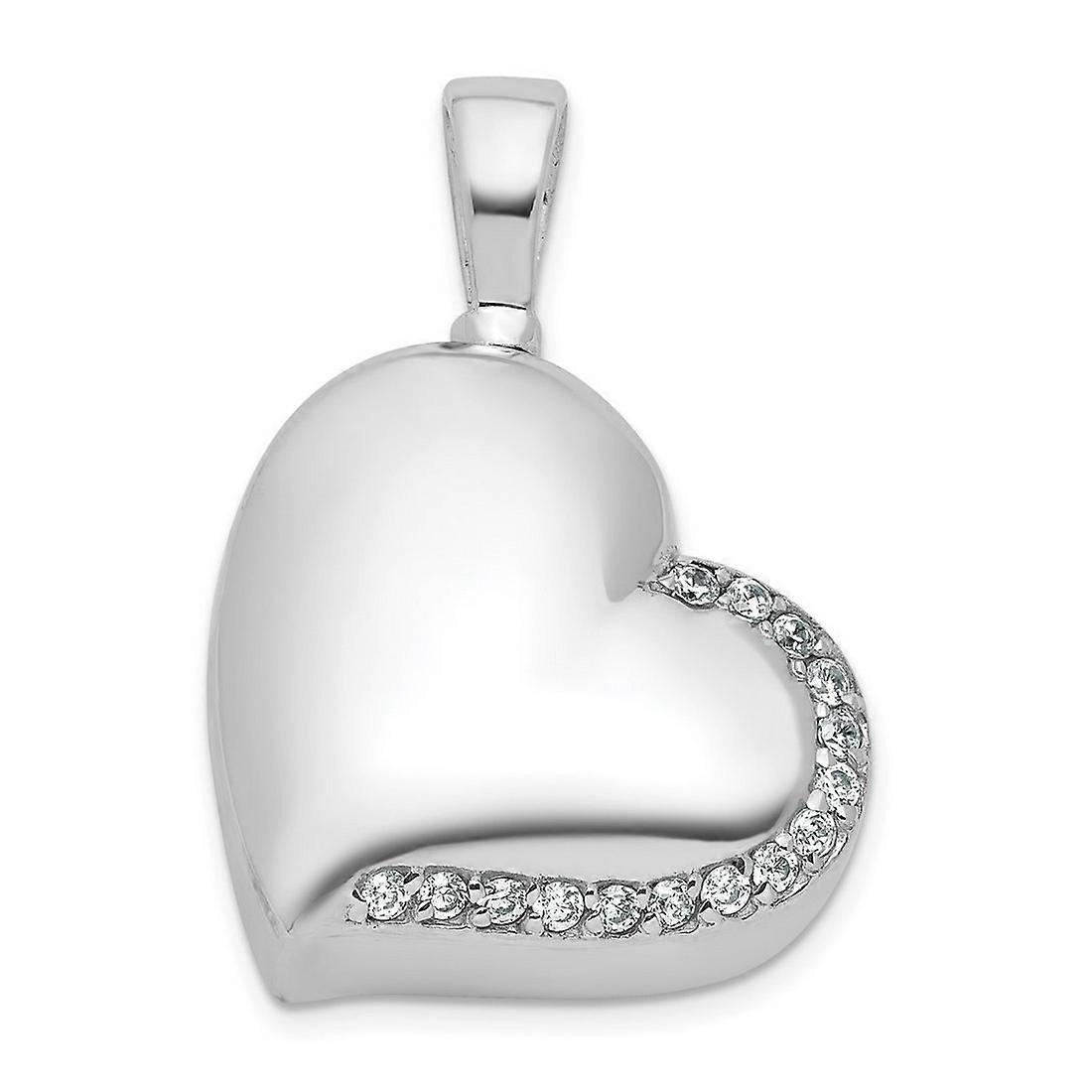 25mm 925スターリングシルバーロジウムメッキポリッシュキュービックジルコニアラブハートアッシュホルダーペンダントネックレスペンダント女性用