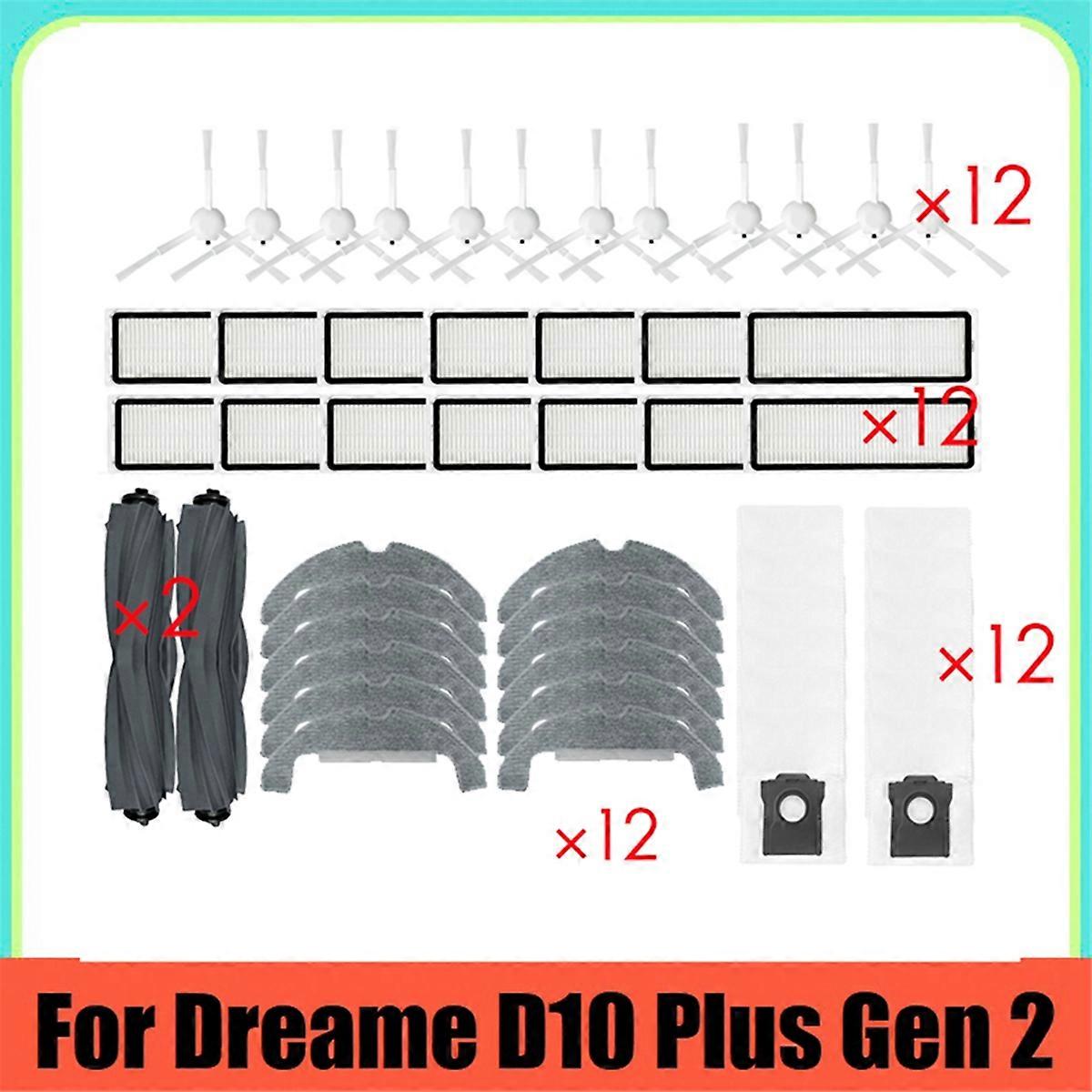 Replace Parts for D10 Plus Gen 2 RLD32GD Accessories Rubber Brush 12X Side Brush Hepa Filter Mop Clo