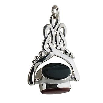 Silver 38x25mm 3 stone celtic Spinning Fob Pendant