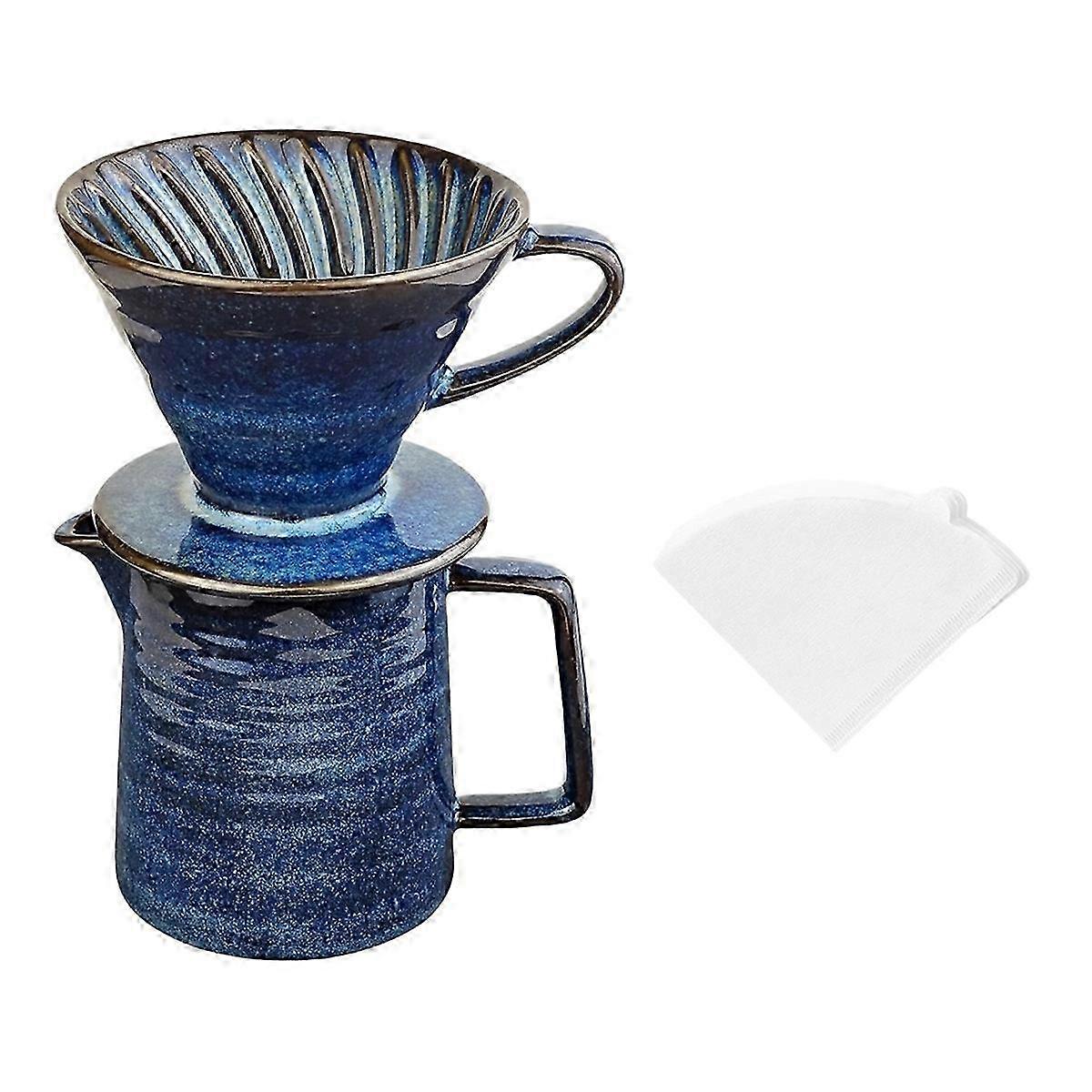 Ceramic Coffee Maker with 10oz/300ml Capacity and 40 Paper Filters Perfect for Pour Over Brewing