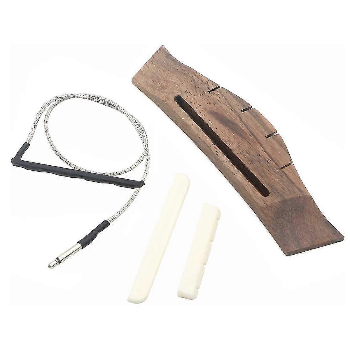 Rosewood Bridge Piezo Bridge Saddle Nut for Ukulele 4 String Guitar Parts Musical Instruments Acces