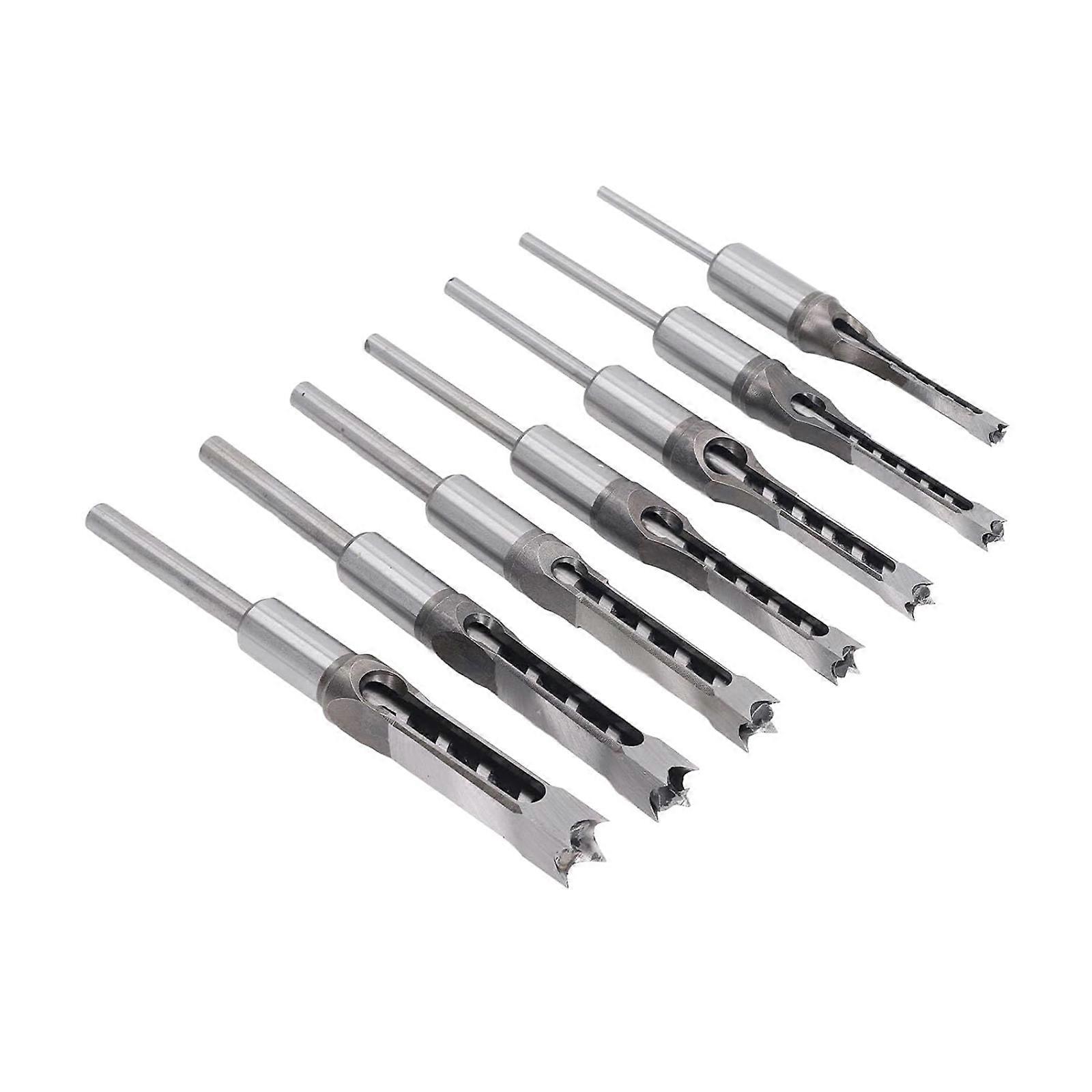 7Pcs Accuracy Square Chisel Drill Bits Kit For Carpentry Heat Treated Carbon Steel Drill Bits With Piercing Edges