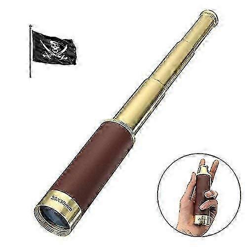 25x30 Retro Pirate Zoomable Pocket Monocular Portable Collapsible Telescope