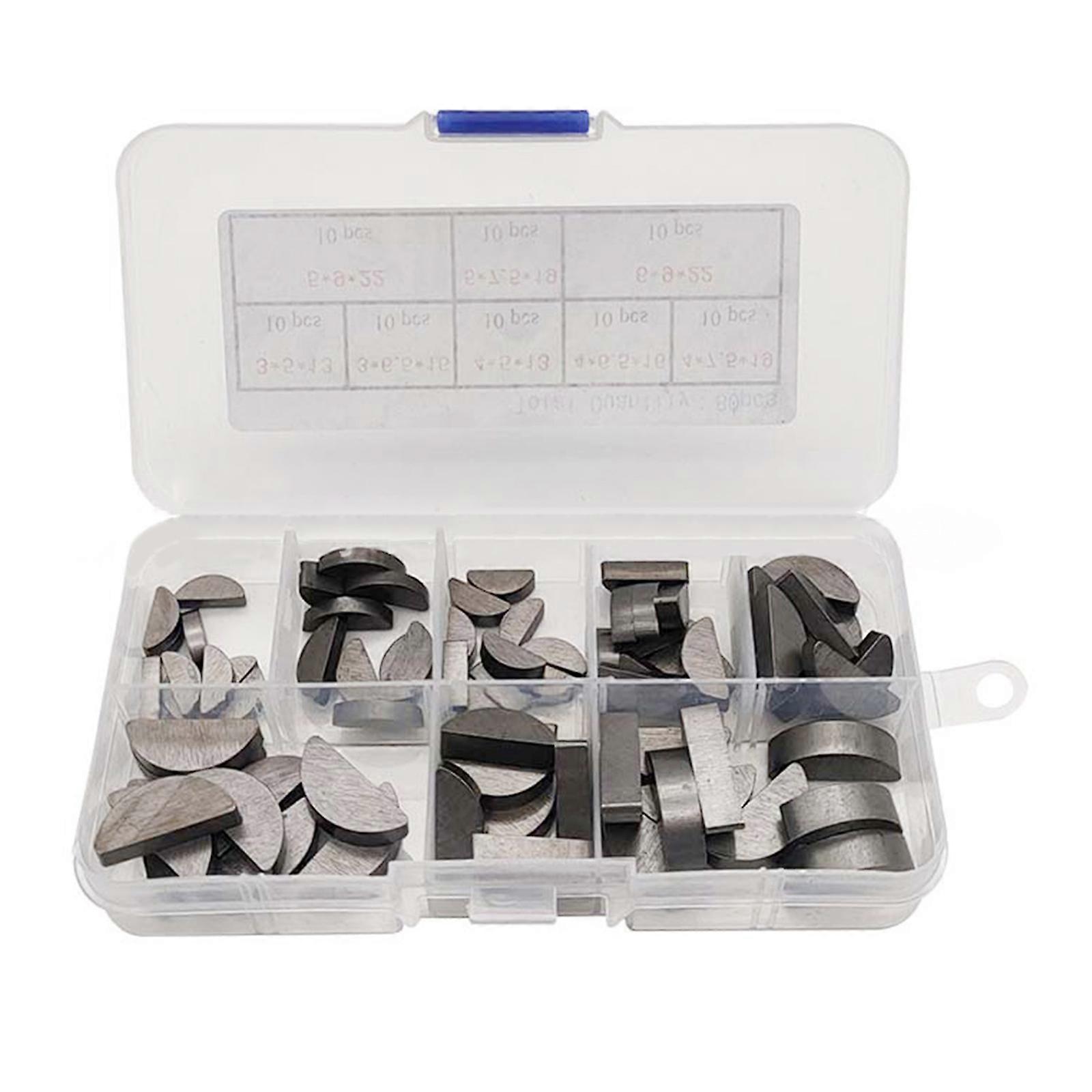Precisions Key Set Carbon Steel Half Moon Shafts Lock Assortment 3-4-5-6 mm Disc Spring Assortment set for Mechanics