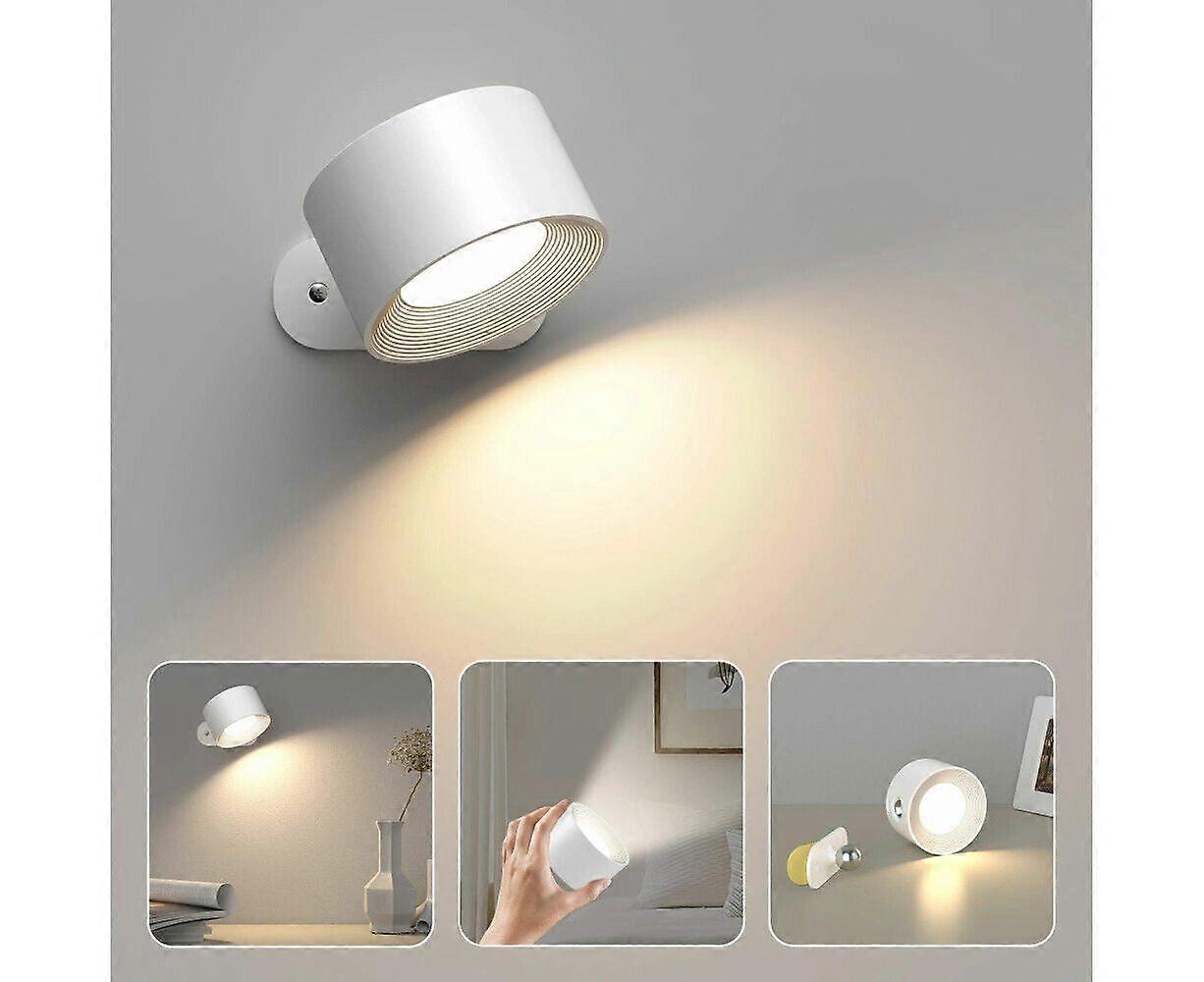 Rechargeable LED Wall Mounted Reading Light - Adjustable Brightness, 360 Rotatable, Easy Installation, Long Battery Life