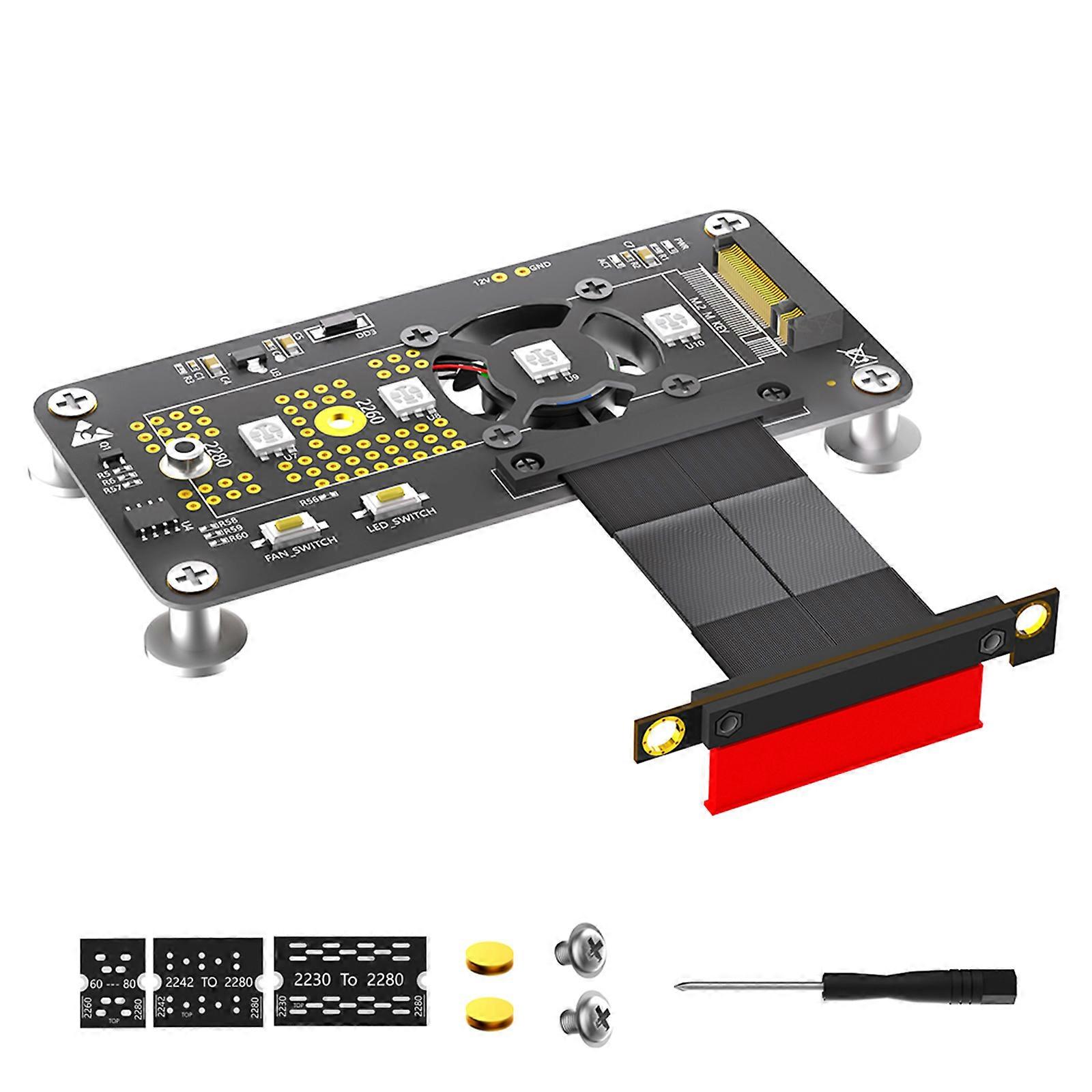 NGFF M.2 מפתח M חריץ NVME SSD ל PCIExpress PCIE3.0 4X ממירים כרטיס מתאם עם כבל מאריך מהירות מהירה